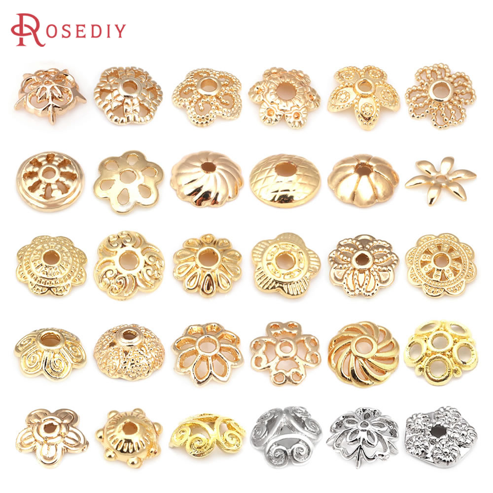 Bead Cap Flower - 18k cor de ouro latão flor
