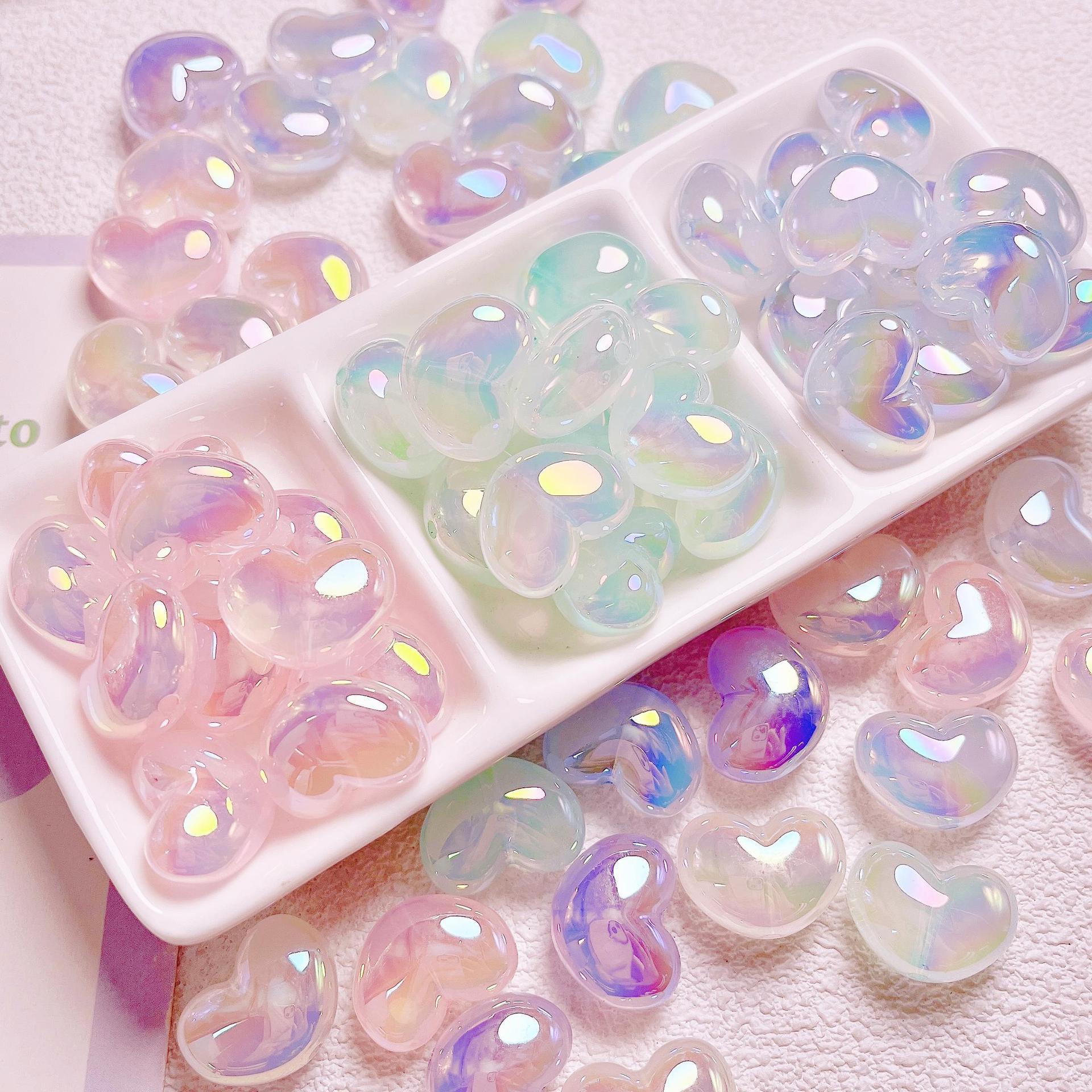 Jewelry Making Ideas With Beads - 10 pçs coração transparente glitter ab