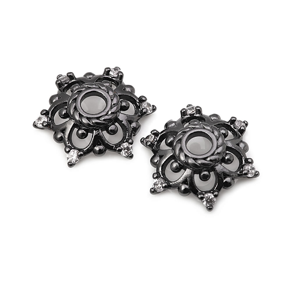 18k cor dourada latão e zircão - Bead Cap Flower avaliação e preço