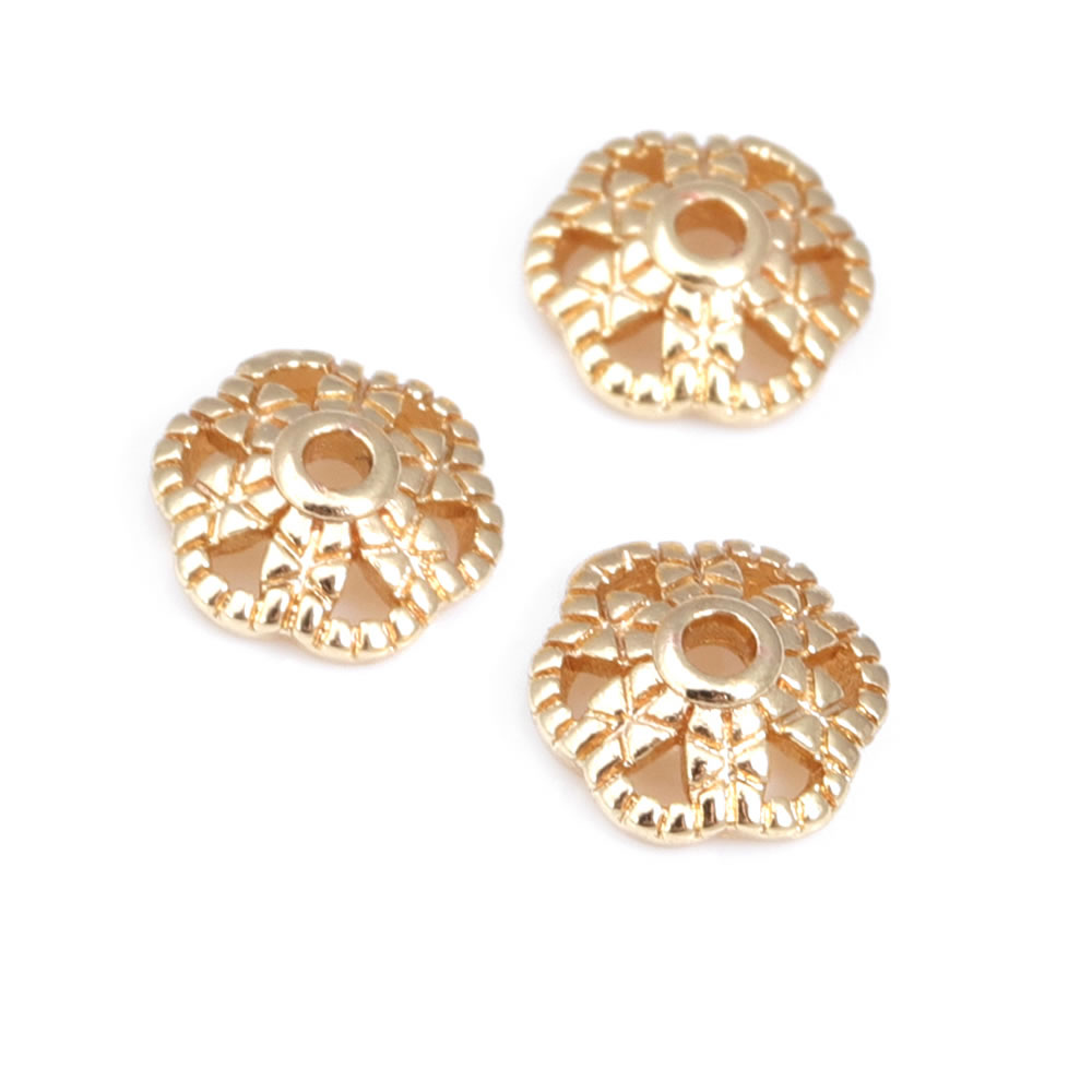 18k cor de ouro latão flor con - Bead Cap Flower avaliação e preço