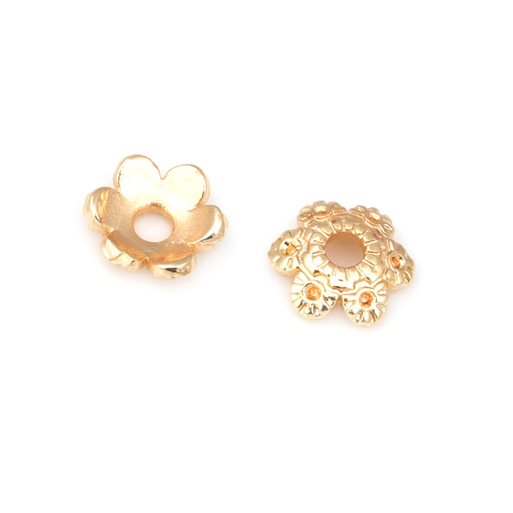 18k cor de ouro latão flor con - Bead Cap Flower avaliação e preço