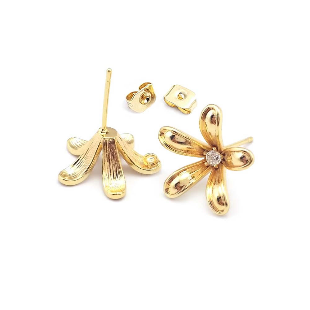 Brincos de Flor em Latão Cor O - Jewelry Making Pins avaliação e preço